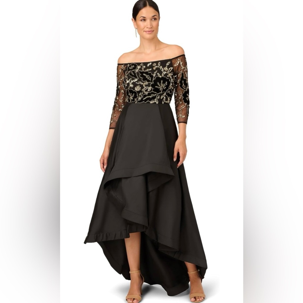 Adrianna Papell Beaded Taffeta Gown. Petite.